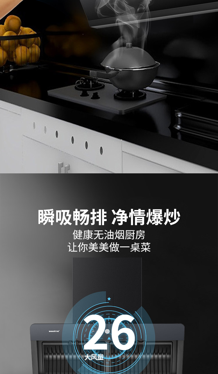 YF83 大吸力 油烟分离 吸油烟机(图3)